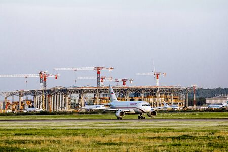 July 28, 2012. Saint-Petersburg.The construction of the international terminal of Pulkovo airport.Russia.のeditorial素材