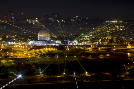 23 september 2012.View of the old city of Jerusalem from the Mount of olives at evening illumination, Jerusalem, Israelのeditorial素材