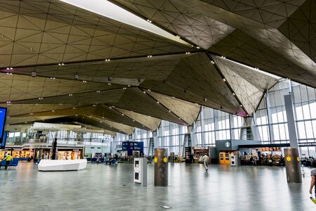 19 may 2016. Saint-Petersburg. The inner space of the international terminal of the airport Pulkovo in Saint-Petersburg. Russia.のeditorial素材