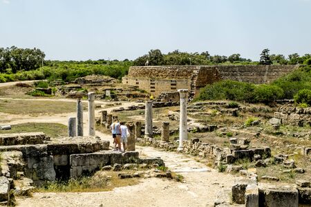 May 24, 2016.Famagusta.Ruins and ancient columns in the ancient city of Salamis in Famagusta.Northern Cyprus.のeditorial素材