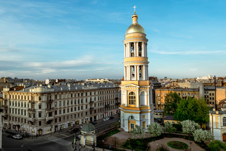 May 13, 2016. Saint-Petersburg. View on the belfry of the Vladimir Cathedral in St. Petersburg. Russiaの写真素材