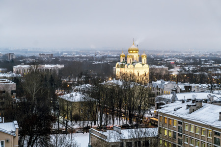 Pushkin .Russia. December 15, 2016. Views 

Catherine's Cathedral and the rooftops of the city at Tsarskoe Selo in winter . Saint-Petersburg.のeditorial素材