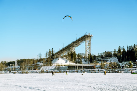 Kavgolovo .Russia.January 22, 2017.Ski and jump in the educational training center in Kavgolovo in Saint-Petersburg in winter.のeditorial素材