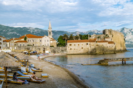 02 june 2015.Budva.Old town of Budva in Montenegro in sunny day at summertime.Montenegroのeditorial素材