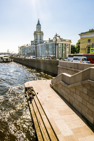 Saint Petersburg.Russia.July 25, 2014.Views on University embankment in Saint Petersburg.のeditorial素材