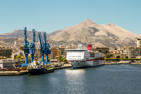 Palermo.Italy.27 may 2017.Views of ferry port and city of Palermo from the sea. Sicilyのeditorial素材