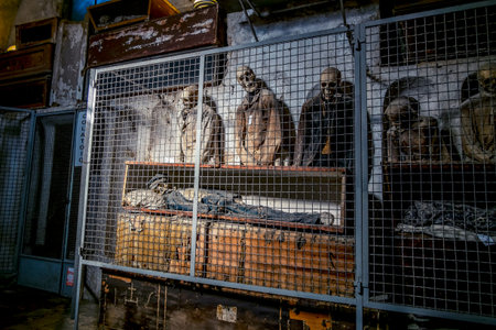 Palermo.Italy.May 26, 2017.Burial in the catacombs of the Capuchins in Palermo . Sicily
