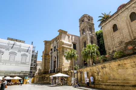 Palermo.Italy.May 26, 2017.View of the historic centre and Chiesa di San Cataldo  in Palermo. Sicilyのeditorial素材
