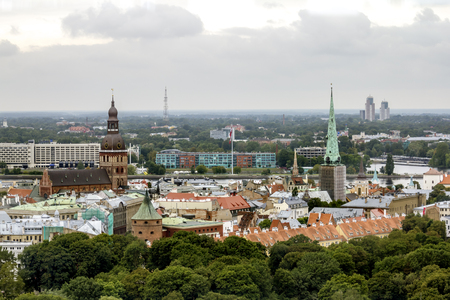 Riga .Latvia.7 September 2017.View from St. Peter's Church in the Central districts and the old town of Riga.のeditorial素材