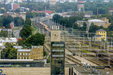 Riga .Latvia.7 September 2017.View of the city and the train station in Riga from a height.のeditorial素材