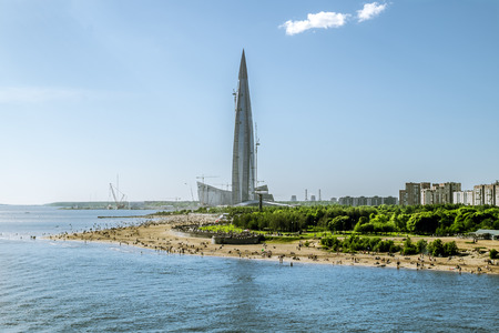 Saint-Petersburg.Russia.May 27, 2018.View of the skyscraper Lakhta center and the embankmentのeditorial素材