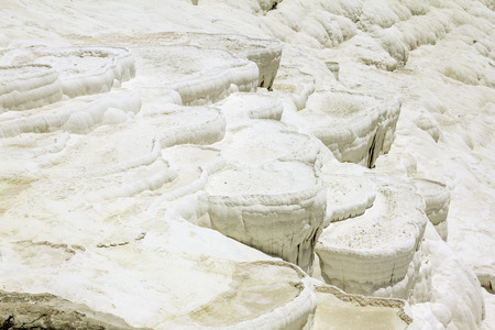 Pamukkale. Turkey.June 7, 2018.View on white 
 slopes and thermal springs and travertines of Pamukkaleの写真素材