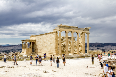 Athens.Greece.May 31, 2019.Erechteion temple on the Acropolis hill in Athens in Greece.のeditorial素材