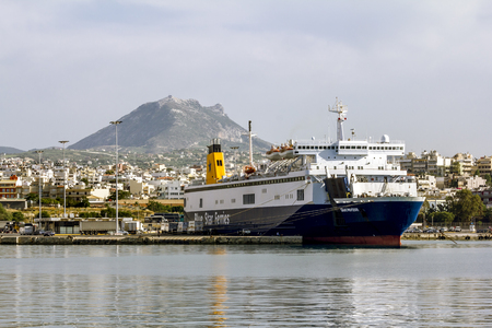 Heraklion.Greece.May 30, 2019.View of the ferry at the pier in the port of Heraklion in Creteのeditorial素材