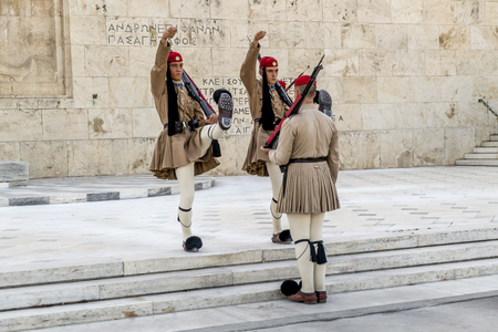 Athens.Greece.May 31, 2019. The ceremony of changing the guard of honor at the Greek Parliament building on Syntagma square in Athens.のeditorial素材