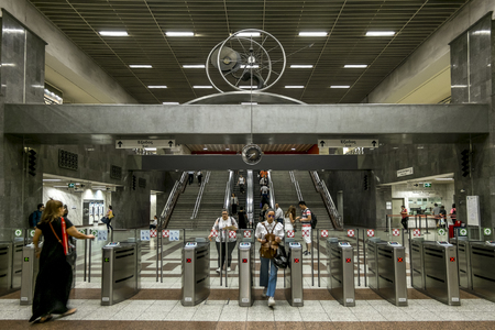 Athens.Greece.May 31, 2019.The interior of the Syntagma metro station in Athens.のeditorial素材