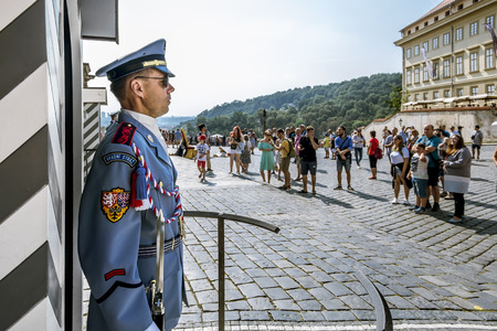 Prague.Czech Republic.August 31, 2019.Guard of honor at the presidential Palace in Prague.のeditorial素材