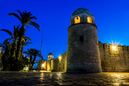 Sousse.Tunisia.May 29, 2017. the old town of Sousse Medina in the moonlight night in the month of Ramadanのeditorial素材