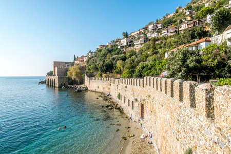 Alania.Turkey.September 2, 2020. View of the walls of an ancient fortress in Alanya in Turkey at sunriseのeditorial素材