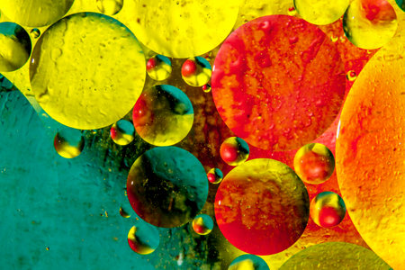 multicolored bubbles similar to molecules and planets in space.Abstract macro image.の写真素材