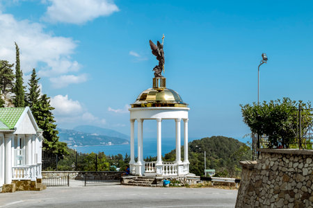 Yalta.Crimea.September 14, 2021. Church of the Archangel Michael in the Gaspra Mountains in Crimeaのeditorial素材
