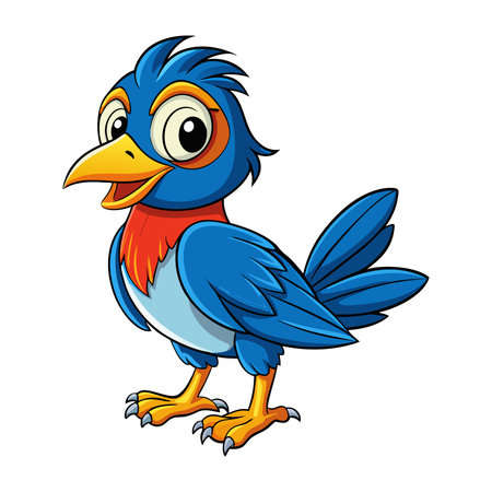 Cute cartoon blue bird isolated on white background. Vector illustration.のイラスト素材