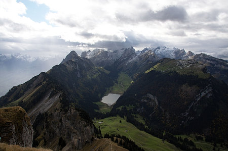 view from the Säntis to the Alpstein