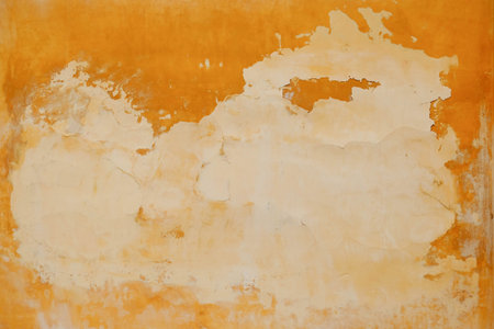 Texture or background of old yellow concrete wall.の写真素材