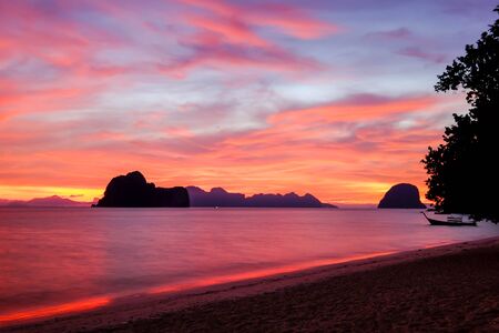Light before  sunrise at Koh(island) Ngai,Trange Province,Thailand.の写真素材