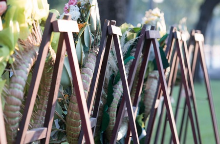 Stand wreaths in memorial event.の写真素材