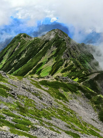 In the summer of Japan, alpine landscape. Japan Alps.の写真素材