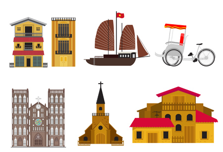 Vietnamese cultural and lifestyle vectorのイラスト素材