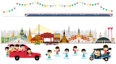 Songkran Festival at Thailand, vector templateのイラスト素材