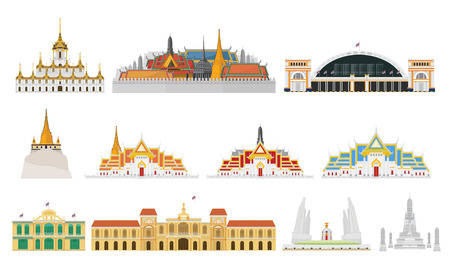 Bangkok in Thailand and Landmarks and travel place,templeのイラスト素材