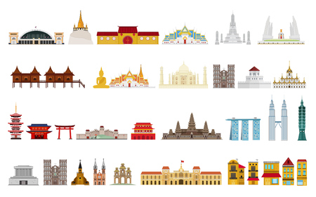 Travel to Asia. landmarks of Asia. Cityscape, buildings, attractions.のイラスト素材
