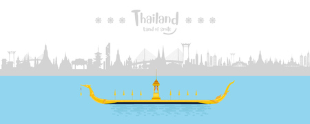 Welcome to Thailand and Silhouette to Bangkok in Thailand and Landmarks and travel place.のイラスト素材