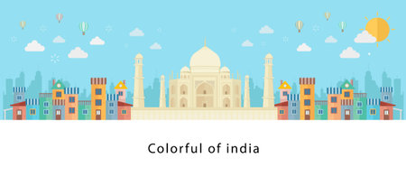 Taj Mahal an ancient Palace in India and The seven wonder of the worldのイラスト素材