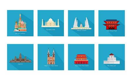 Landmarks of Asia. Cityscape, buildings, attractions. Vectorのイラスト素材