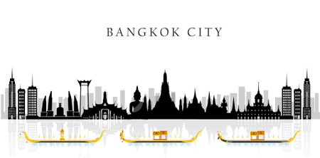 Silhouette to Bangkok in Thailand and Landmarksのイラスト素材