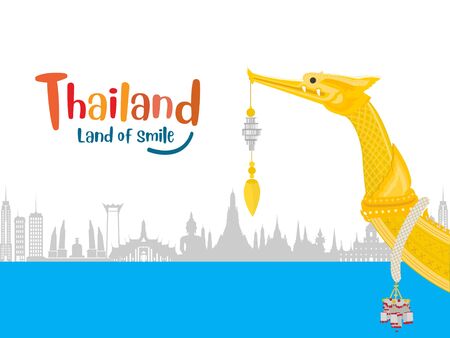 The Royal Barge Suphannahong in Thailand and Landmarks, Calendar template designのイラスト素材