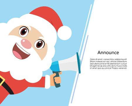 Santa claus with blue megaphone. flat designのイラスト素材