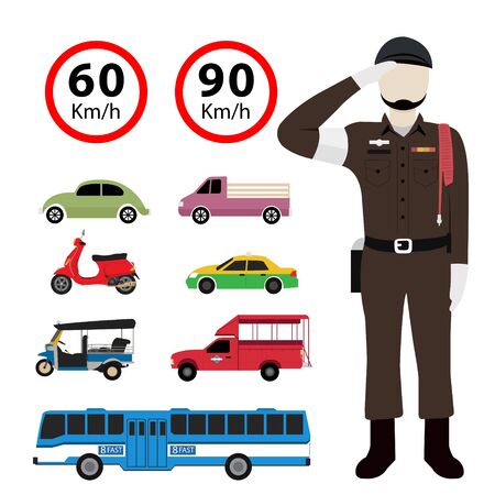 Thai police and transportationのイラスト素材