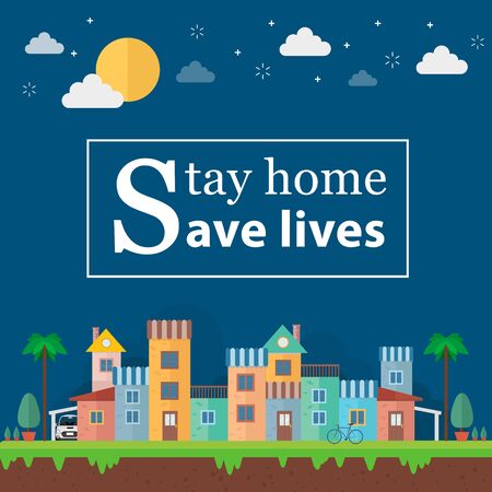 Stay home save lives. Vector illustrationのイラスト素材