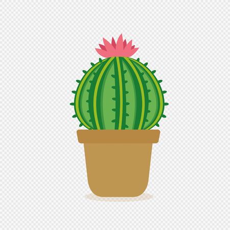 Little cactus in clay pot. vector illustrationのイラスト素材