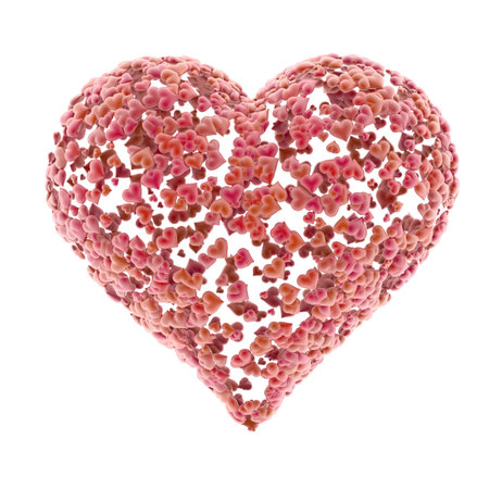Love hearts background, original three dimensional illustration