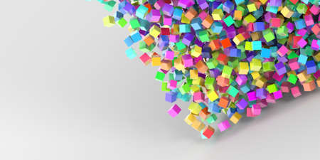 Colored cubes background, original 3d illustrationの写真素材
