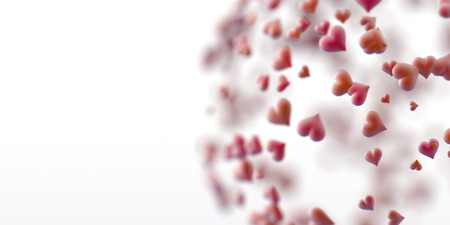 Love and hearts background, original 3d illustrationの写真素材