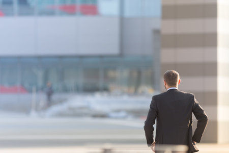 Confident and successful businessman outdoorの写真素材