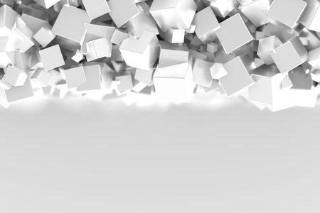 Abstract gray cubes three dimensional background, 3d rendering