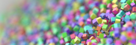 Abstract multi colored cubes three dimensional background, 3d rendering
